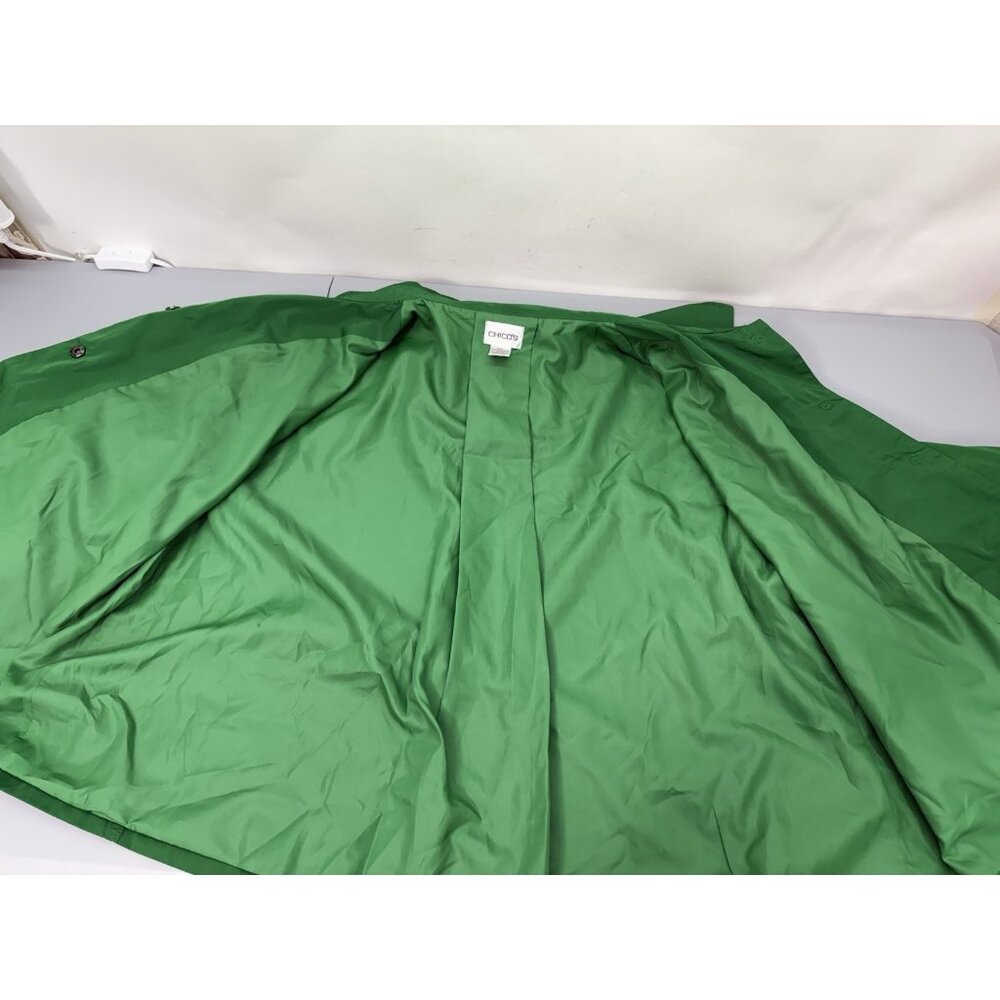 Chico’s Short Jacket Snap Front Lightweight Pockets Green Womens 3 US L - Picture 3 of 11